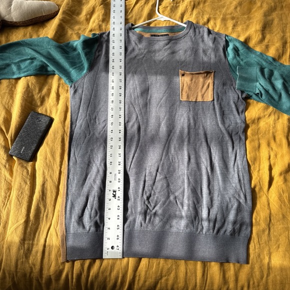 Billabong Crewneck Pullover Two Tone Sweater Front Pockets Mens Size Large - Picture 9 of 12